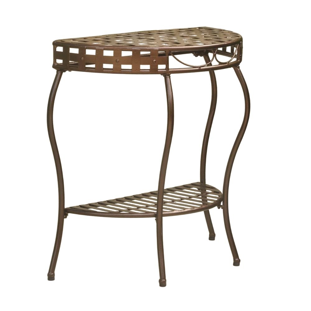 Santa Fe Iron Nailhead 2-Tier Half Moon Table