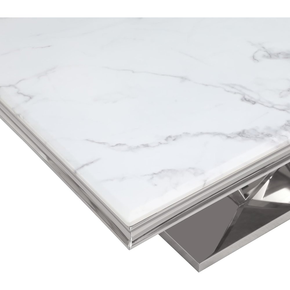 Blythe Stone Marble Laminate Silver Sofa Table