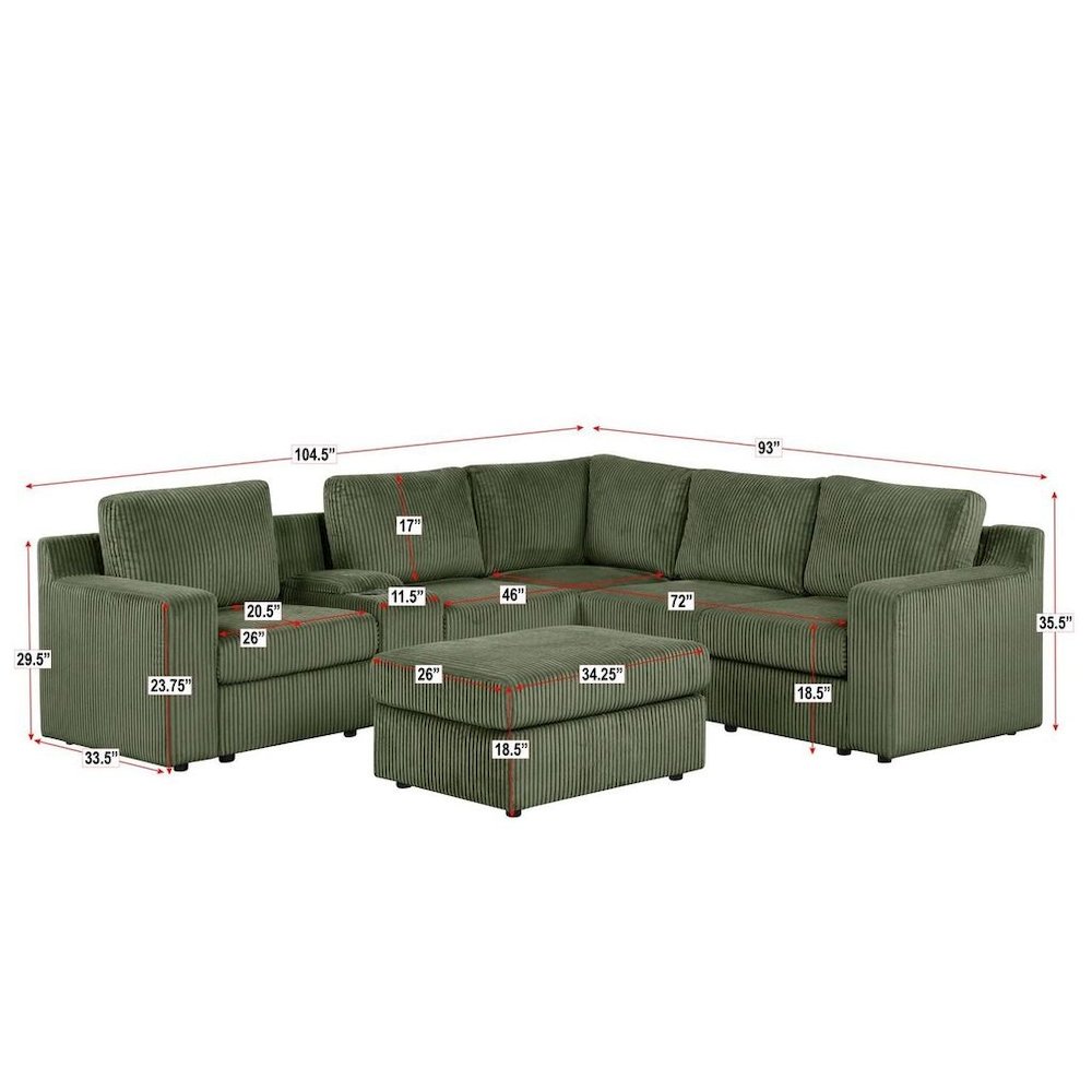 9-Piece Contemporary Modular Sectional Sofa with Storage and Cupholders