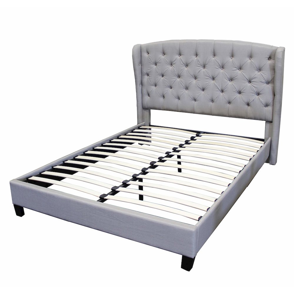 Frances Solid Wood/Fabric Upholstry Cal King Platform Bed – Grey