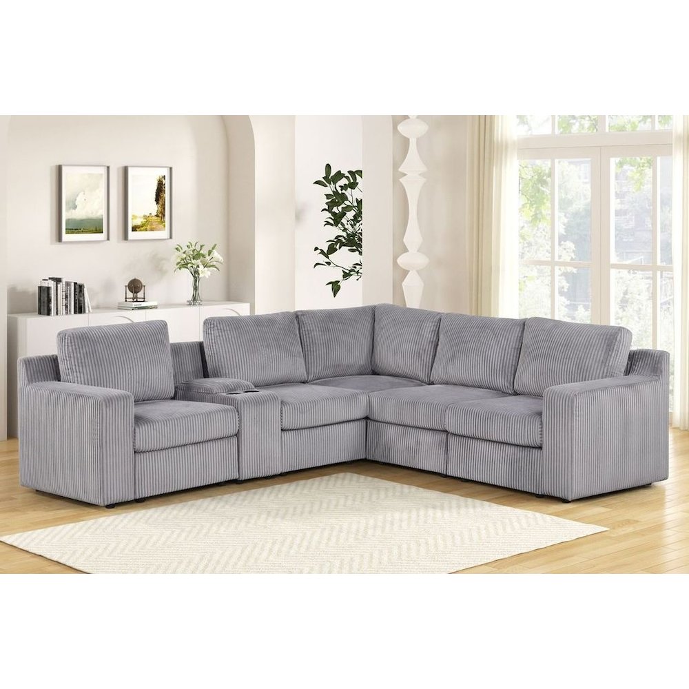 9-Piece Contemporary Modular Sectional Sofa with Storage and Cupholders