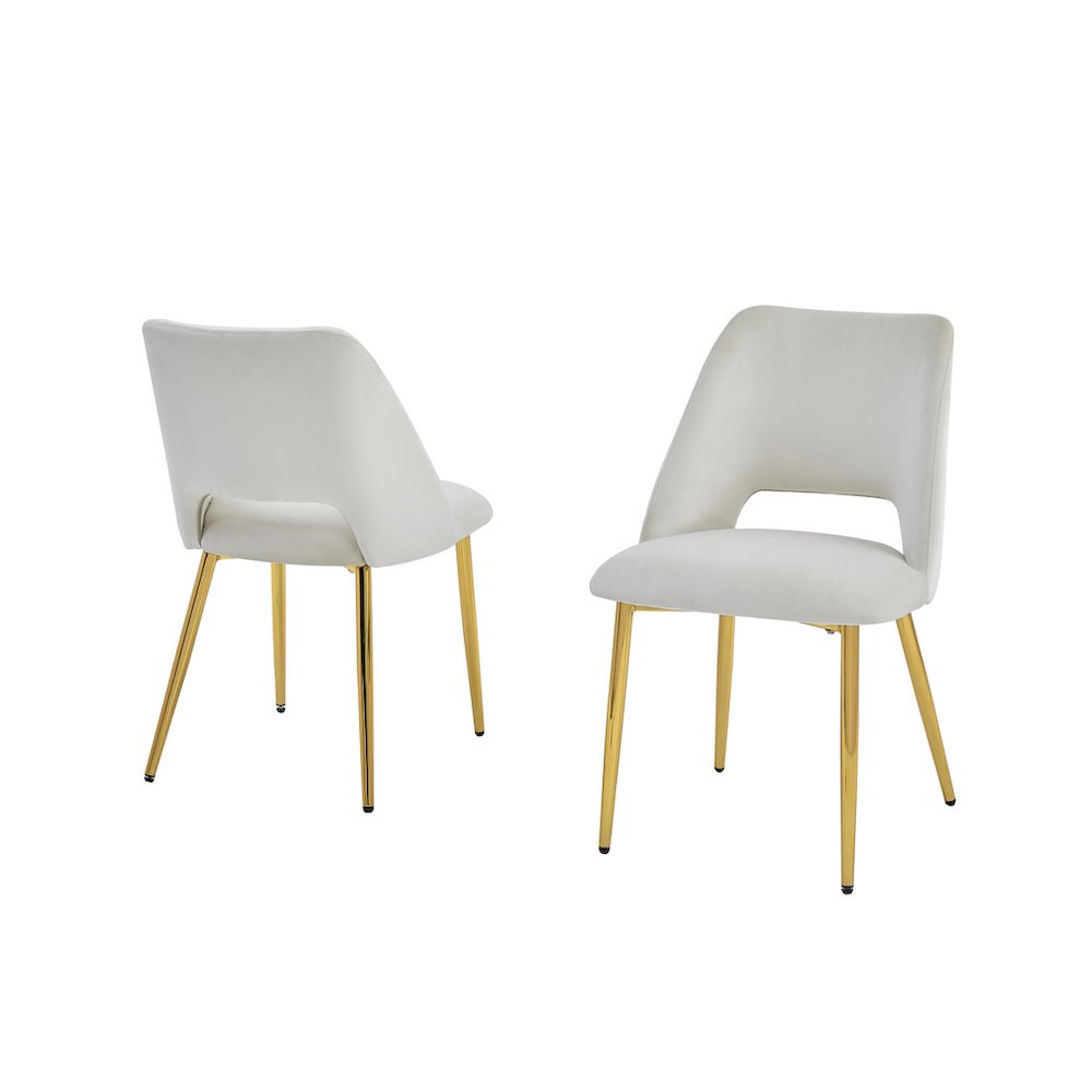 Cream Velvet Dining Side Chair Openback