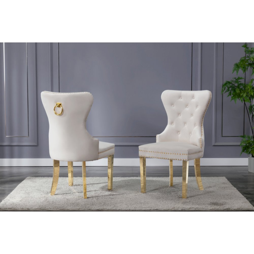 Velvet Tufted Side Chair Set of 2