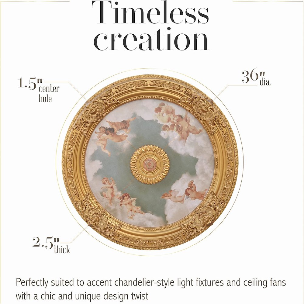 Golden Round Chandelier Ceiling Medallion 36in