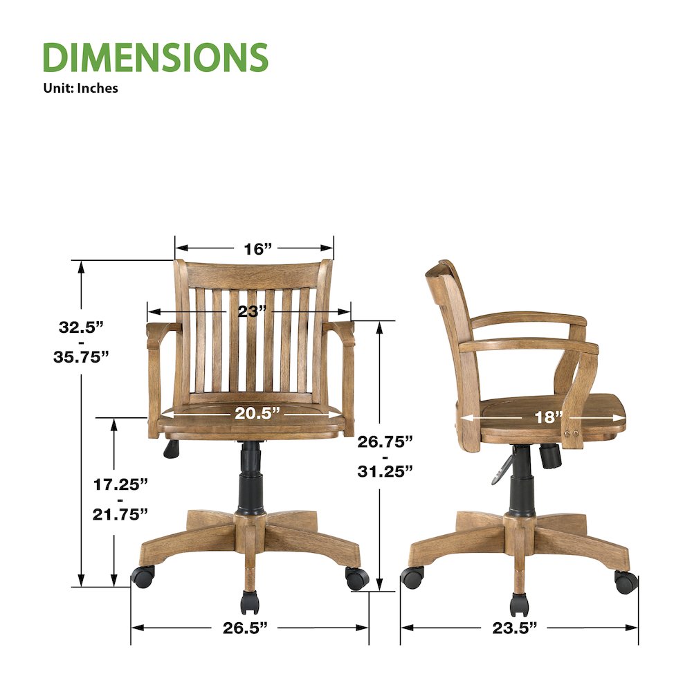 Deluxe Wood Banker’s Chair
