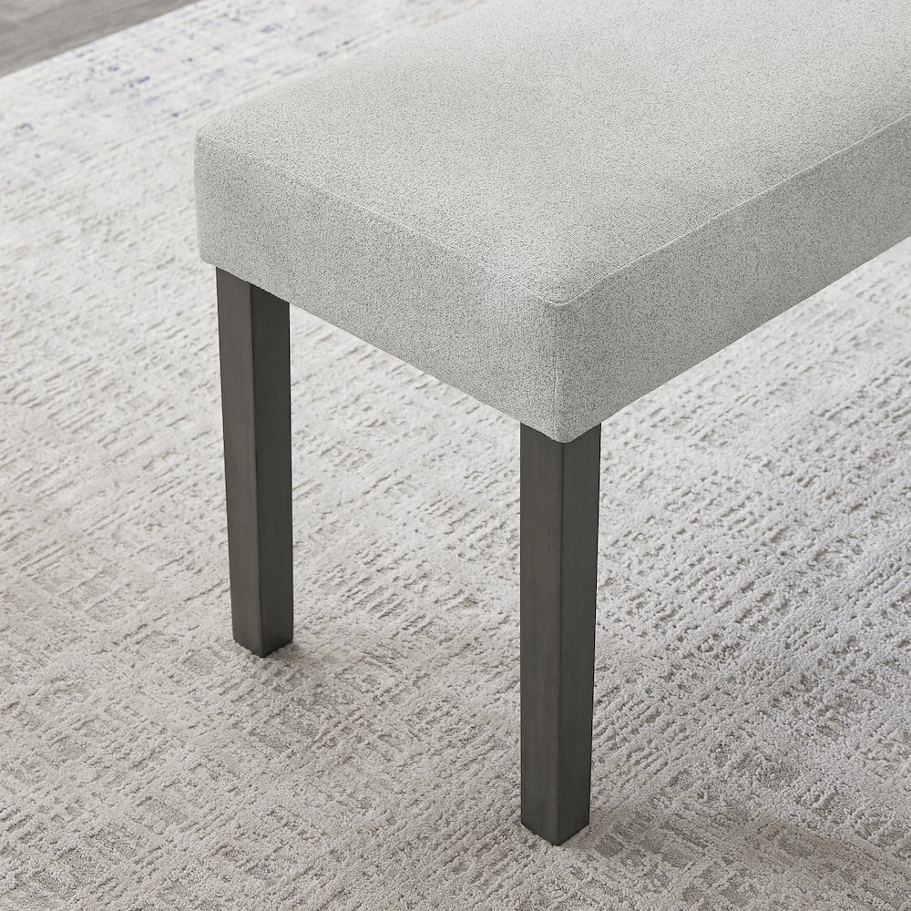 Selena Light Gray Fabric Upholstered 40″ Bench with Dark Gray Wood Frame