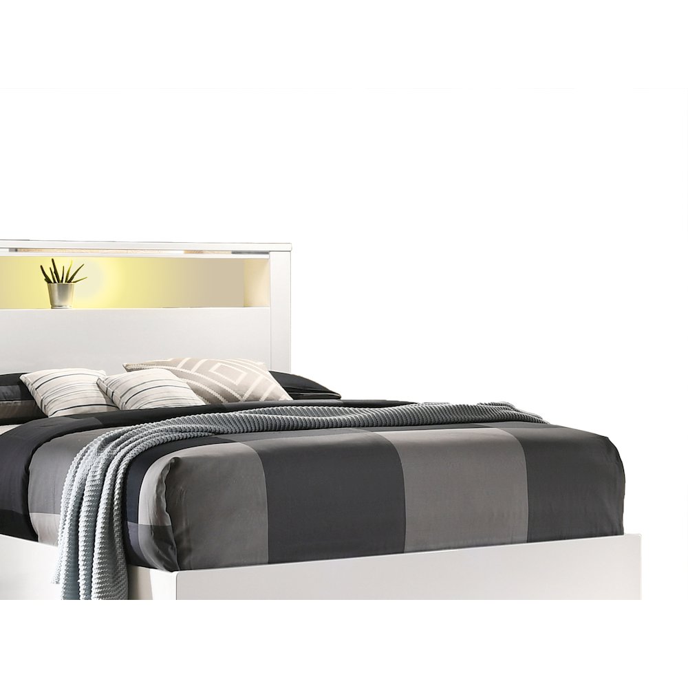 Rose LED Eastern King Bed in White Lacquer