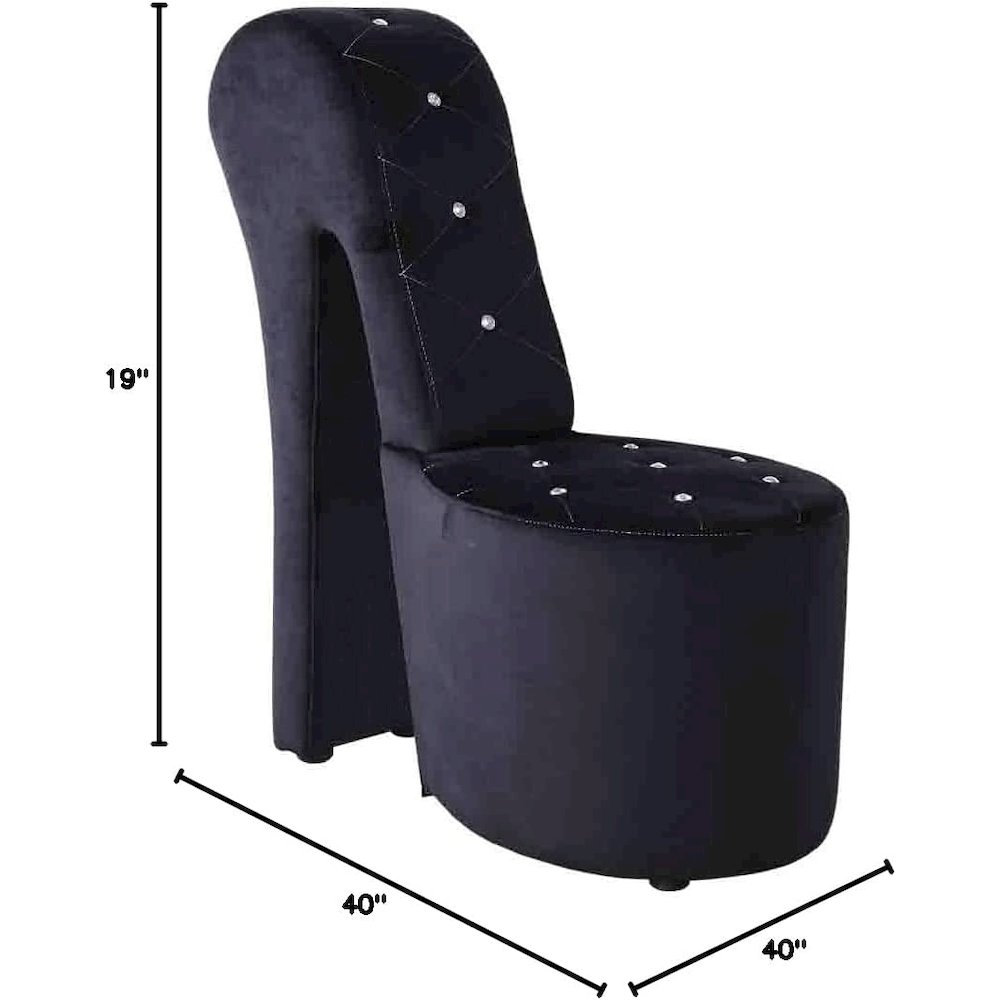 Best Master Furniture Tristram 19″ Velvet High Heel Shoe Chair in Black