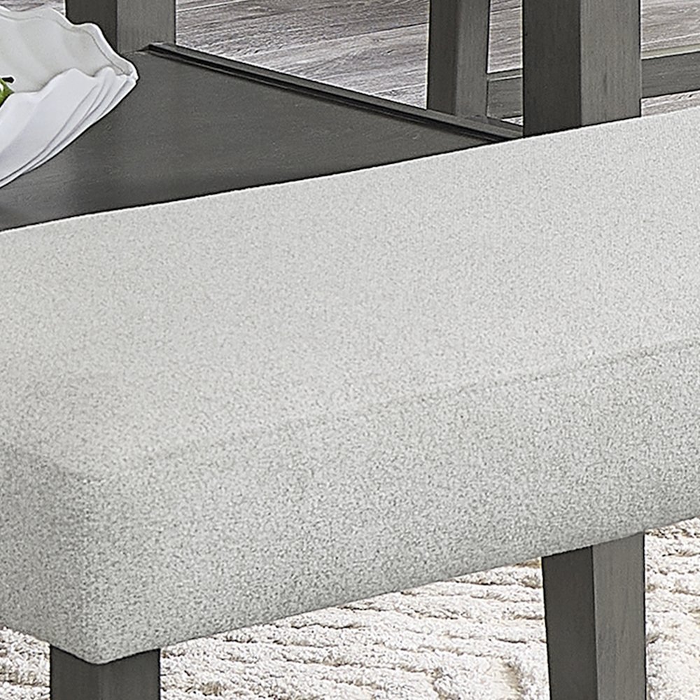 Selena 40″ Light Gray Fabric Counter Height Bench with Wood Frame & Footrest