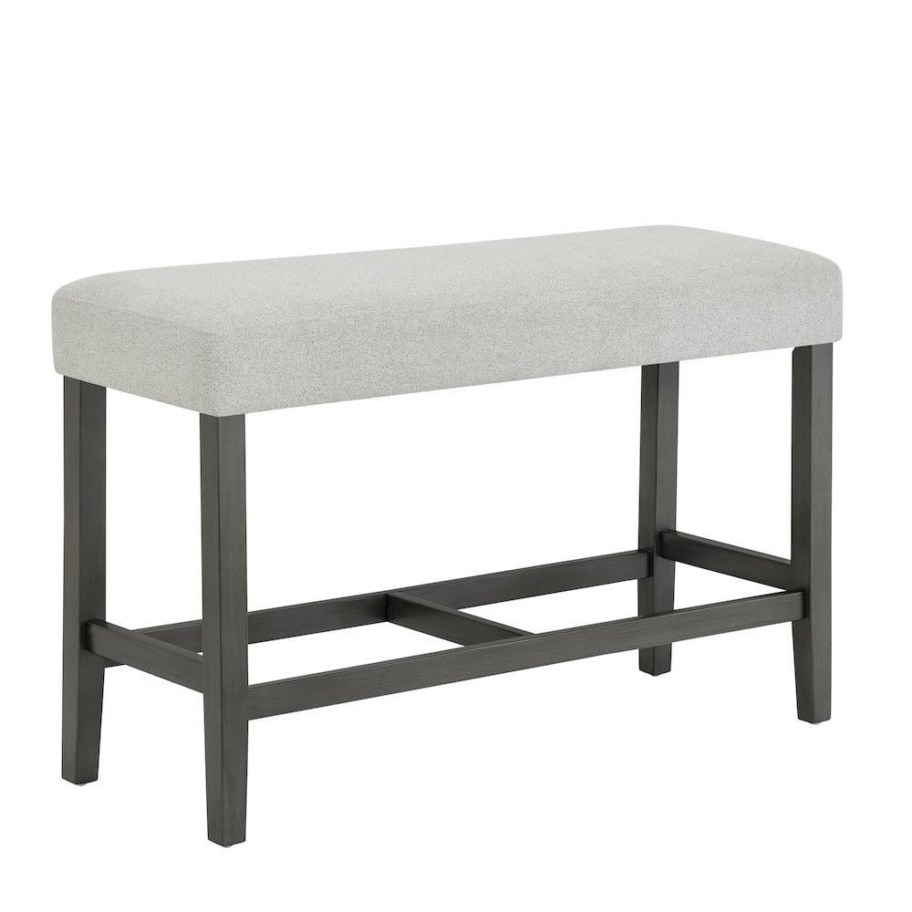 Selena 40″ Light Gray Fabric Counter Height Bench with Wood Frame & Footrest