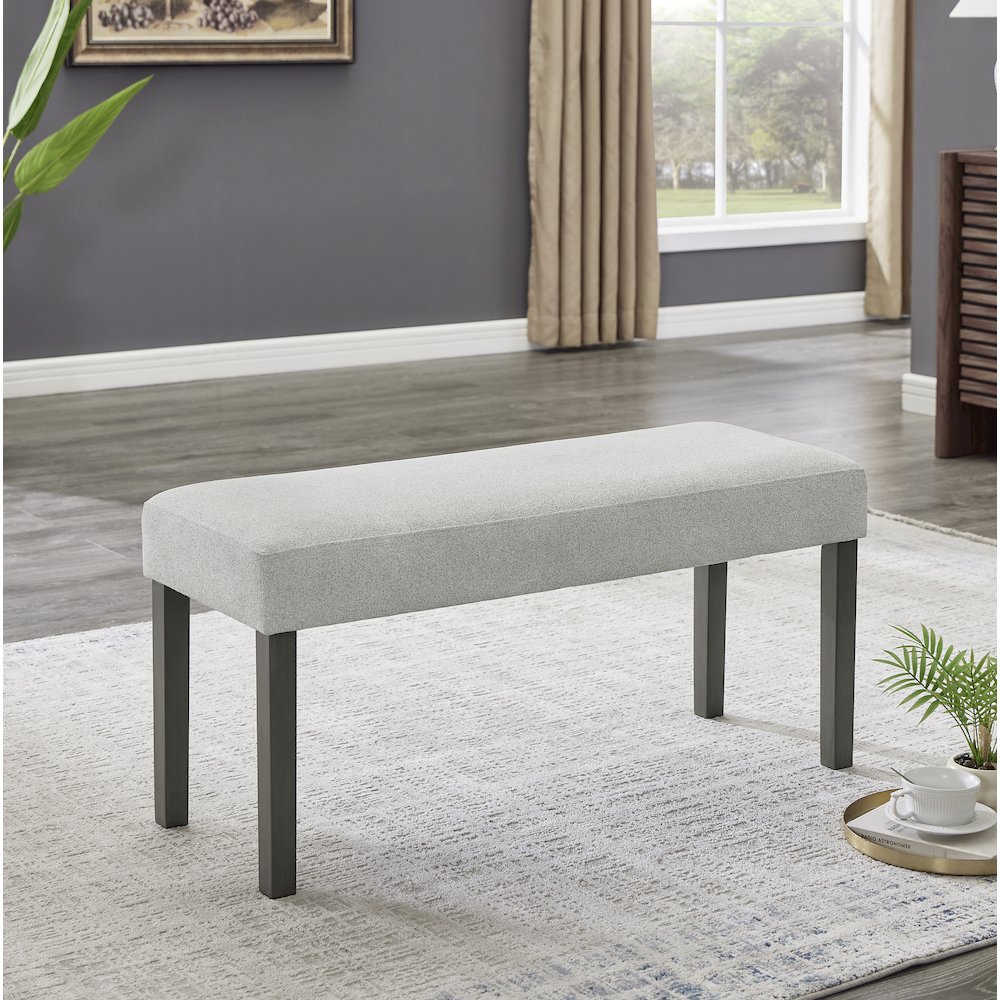 Selena Light Gray Fabric Upholstered 40″ Bench with Dark Gray Wood Frame
