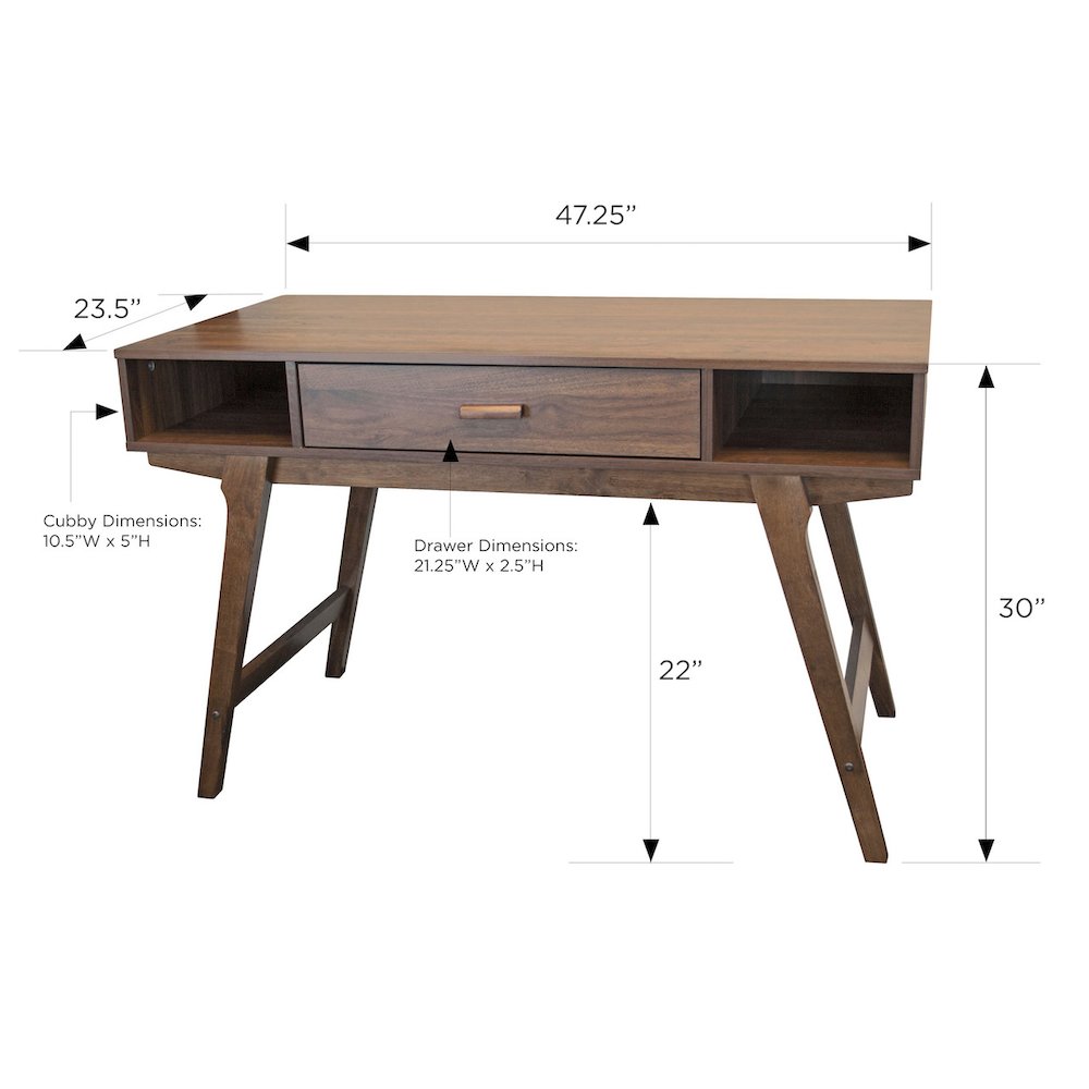 Mid Century Desk with One Drawer and Sturdy Legs