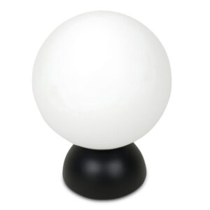The Ovi table lamp artfully blends mid-century charm with contemporary elegance. An opal glass globe diffuses soft