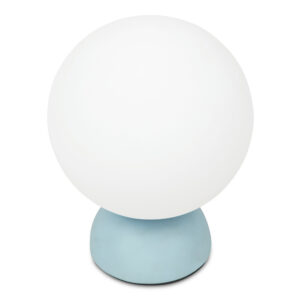 The Ovi table lamp artfully blends mid-century charm with contemporary elegance. An opal glass globe diffuses soft