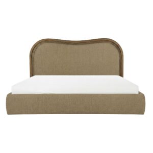 That wave headboard is pure art deco rhythm—Camilla makes the room feel instantly composed. The stepped-down frame detail gives the headboard depth you notice from every angle