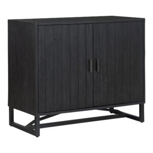 the Sierra 2 door cabinet exhibits natural woodgrain and knot variances. Its single adjustable pine wood shelf provides ample space while a solid metal base & finished back give this 2 door cabinet its transitional design.