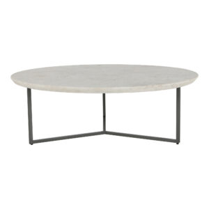 An elegant mid-century modern piece that’s set in stone. Solid iron legs are topped with a generous white slab of marble for a fresh look. This classic