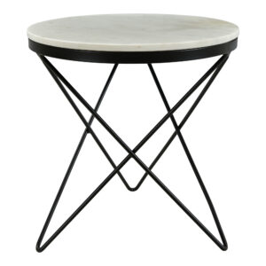 An intricate iron base meets a glam tabletop to create the Haley Side Table. No assembly is required with this striking side table
