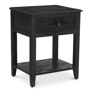 subtly incorporating a rustic element into the minimalist design. Meticulously crafted from durable mango wood and completed with an antique-style finish