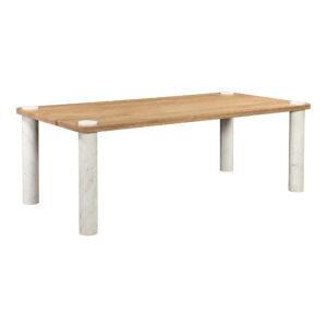this dining table features rounded