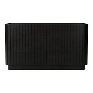 The Povera 6-drawer dresser balances detail and form offering bold statement appeal and ample storage. This piece anchors the bedroom with its Acacia façade's gentle ribbing reminiscent of ripples and waves