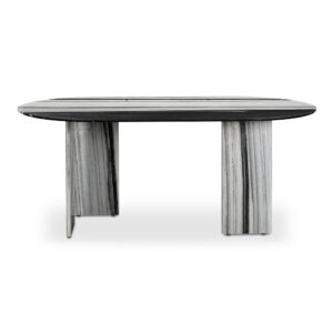 The Celia oval dining table effortlessly combines contemporary flair with a timeless silhouette. The table's allure is further enhanced by expressive panda marble
