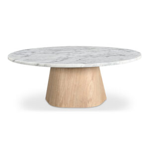 The Evelyn coffee table is a harmonious contrast of materiality and tactility