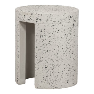 this stool is constructed in a unique concrete terrazzo composite that focuses on the natural beauty of minerals with its speckled