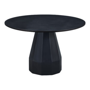 this table's concrete construction blends durability and artistry. The geometric base adds an elegant sculptural element