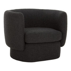 the Koba chair comes in a distinct black with sumptuous form and curved lines. Curved lines