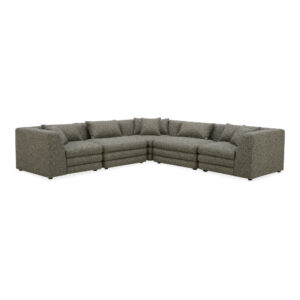 the Lowtide classic L modular sectional configuration showcases a layered appearance that promotes comfort. Textured fabric enhances its vintage influence and understated elegance