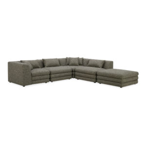 the Lowtide dream modular configuration showcases a layered appearance that promotes comfort. Textured fabric enhances its vintage influence and understated elegance