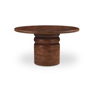 Round tables just make conversations easier. Maro brings that easy flow with a bullnose edge that feels welcoming and a sculptural pedestal that keeps the center clear. Crafted in mango wood