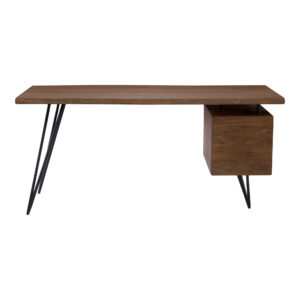 The live edge of high-quality acacia wood makes the Nailed Desk a beautiful addition to your office design plan. Its large tabletop displays the natural variances in wood grain and knots that make each desk unique. Iron hairpin legs accompany the mid-century modern design