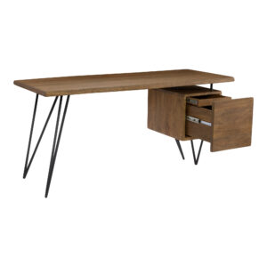 elevating the desk's floating cabinet drawer.