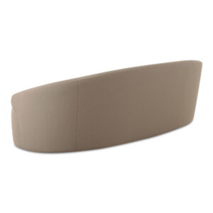 curved form atop a sleek plinth base and discreet plastic leg