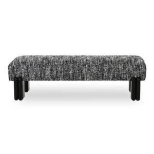 The Priya bench combines modernity and comfort with its high-gloss iron legs and contrasting textured fabric