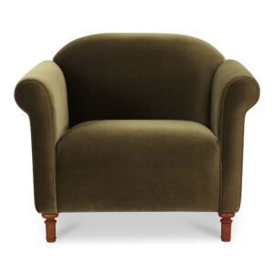 Upholstered in dense velvet-like faux mohair