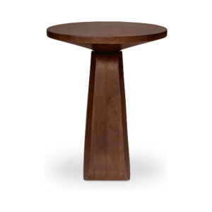 A side table with angles—because your sofa deserves a little architecture. Harley pairs a calm round top with a faceted pedestal that feels like a small sculpture in the room. Made from solid mango wood in a dark brown finish