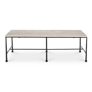 Anchored by a sleek iron base adorned with hammered details