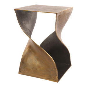 two-tone accent table is cast in aluminum with a black
