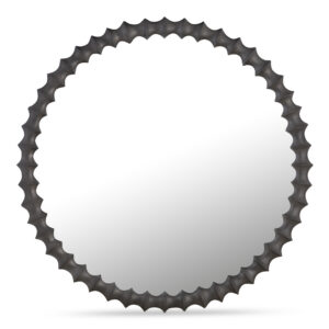 The Whitby mirror embodies expert craftsmanship in its high-quality cast aluminum frame. Finished in an aged black cast