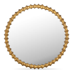The Whitby mirror embodies expert craftsmanship in its high-quality cast aluminum frame. Finished in an aged brass cast