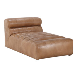 which you are sure to find in the Ramsay Leather Chaise. Ribbed top-grain leather will wear with a unique worn patina over time