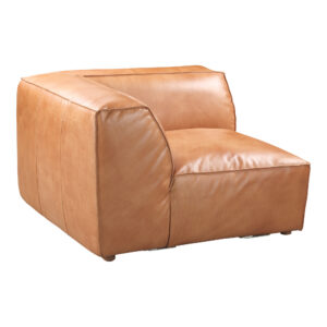 100% top-grain buffalo leather upholstery that will age into a beautiful patina with reverse stitching accents to add an artisanal touch. With an emphasis on its plump