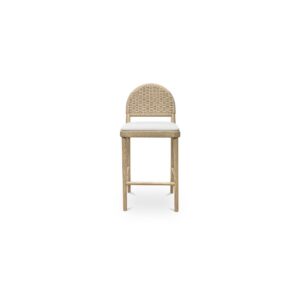 Your counters new best friend. The Claire Chair combines a solid oak frame with an arched paper cord back and a cushioned seat in soft beige upholstery. Rounded legs and corners refine the silhouette