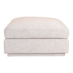 The Justin Ottoman's classic design and soft linen finish make it the perfect addition to your living room. Its pale taupe color matches well with costal and pastel color palates. Place with the Justin Corner seat and slipper chair for a seamless design or pair with your own seating as a versatile coffee table.