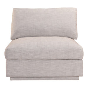 The Justin Slipper Chair's classic design and soft linen finish make it the perfect addition to your living room. Its pale taupe color matches well with costal and pastel color palates while keeping your living room bright and airy during every season. Place with the Justin Corner and ottoman for a seamless design.