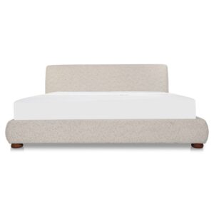 For those who like their comfort with a little character. The Beau Bed pairs a generously rounded headboard with bun-shaped legs