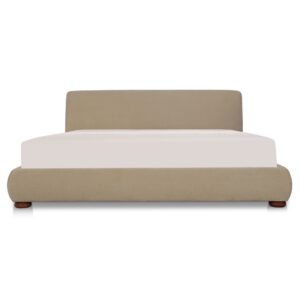 For those who like their comfort with a little character. The Beau Bed pairs a generously rounded headboard with bun-shaped legs